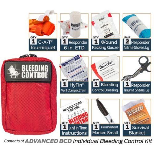 Public Access Bleeding Control Station - 8-PACK Nylon Pouch - Clear Polycarbonate Cabinet North American Rescue