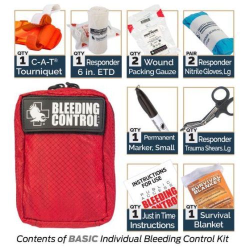 Public Access Bleeding Control Station - 8-PACK Nylon Pouch - Clear Polycarbonate Cabinet North American Rescue