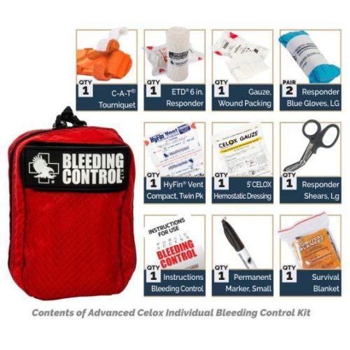 Public Access Bleeding Control Station - 8-PACK Nylon Pouch - Clear Polycarbonate Cabinet North American Rescue