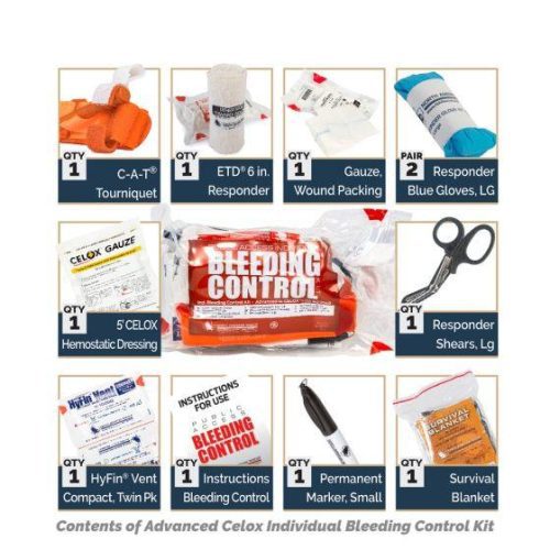 Public Access Bleeding Control Station - 8-PACK VACUUM SEALED - Clear PolyCarbonate Cabinet North American Rescue