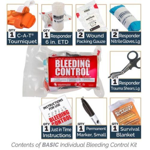 Public Access Bleeding Control Station - 8-PACK VACUUM SEALED - Metal Semi-Recessed Cabinet North American Rescue